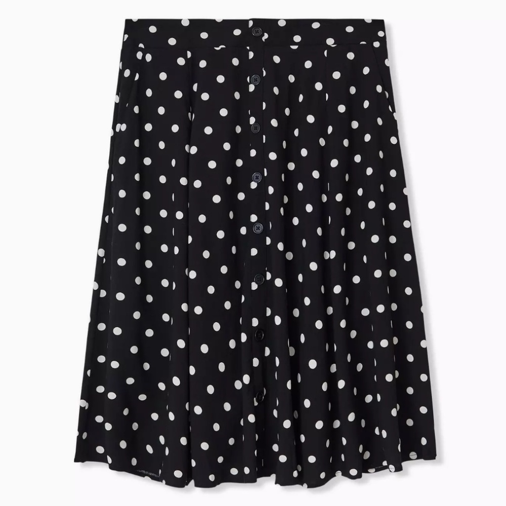 Midi Challis Button-Front Skirt, Size 1X (16-18)